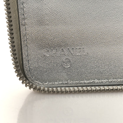 Chanel Iridescent Lambskin Quilted Large Zip Around Organizer Wallet Silver 6 of 7