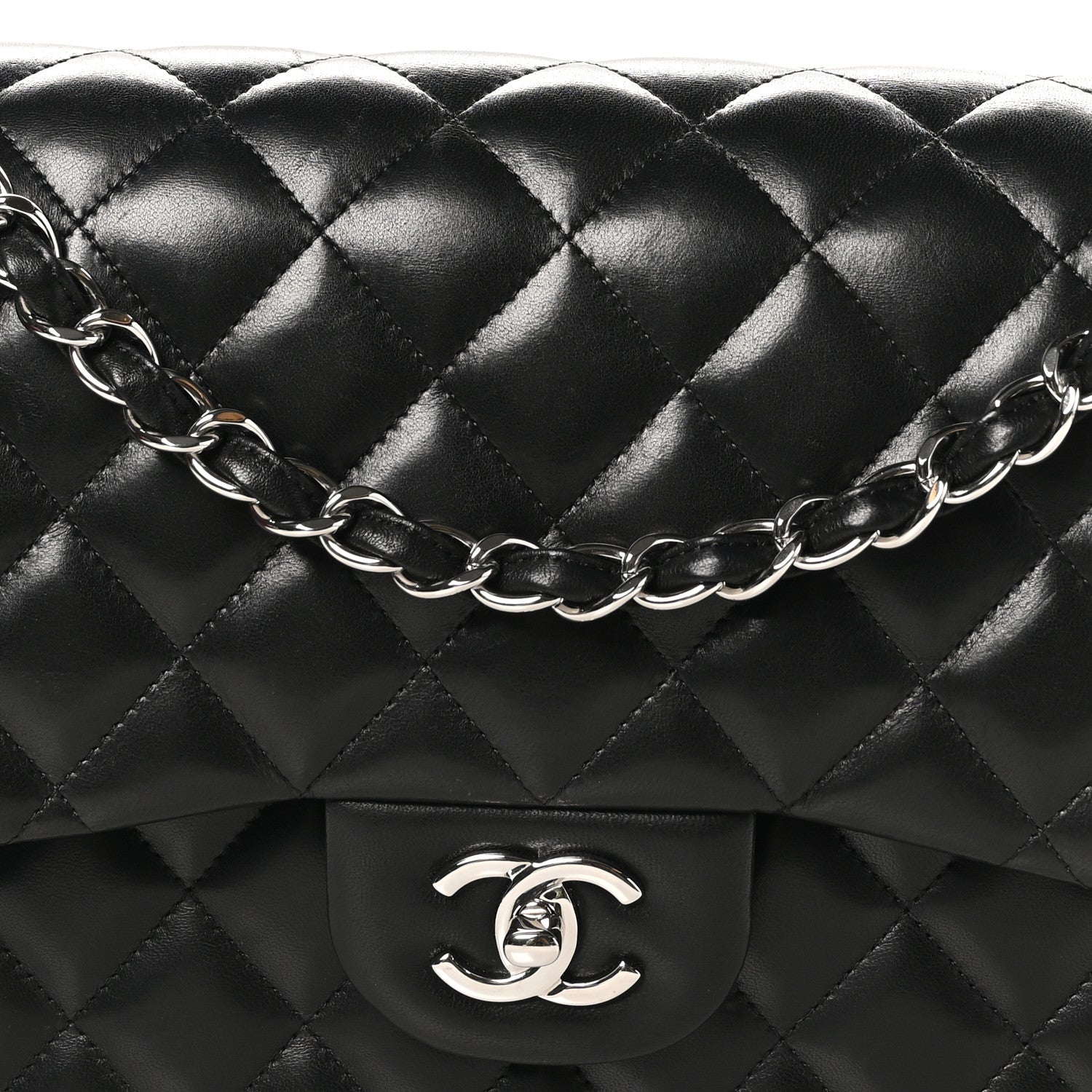 Chanel Lambskin Quilted Jumbo Double Flap Black 8 of 11