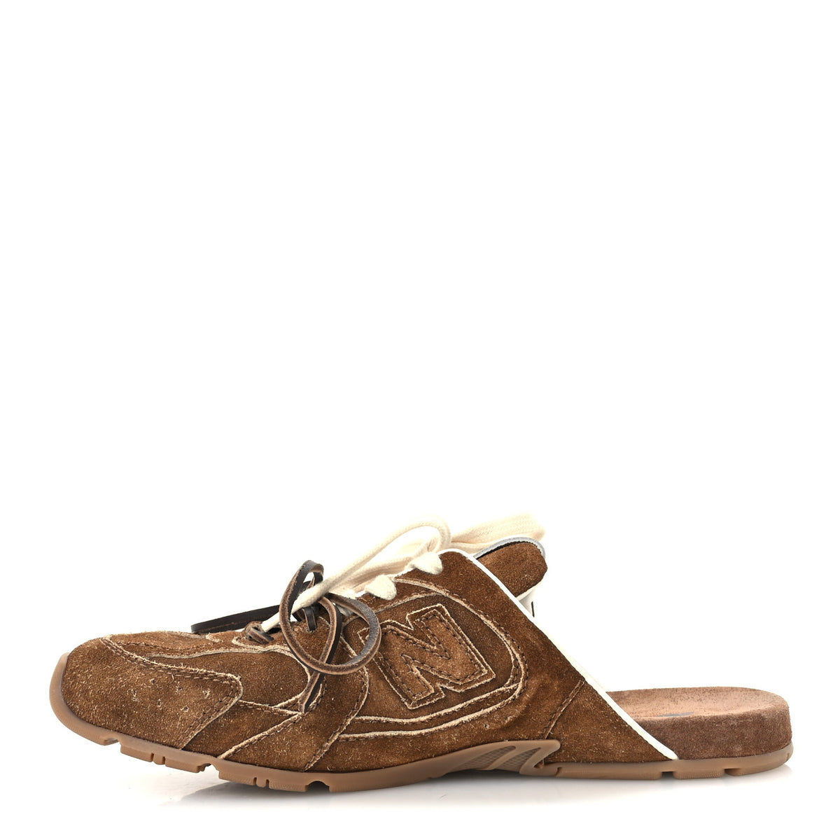 Miu Miu X NEW BALANCE Faded Suede Calfskin 530 SL Slip-On Mules 36.5 Ecru 1 of 10