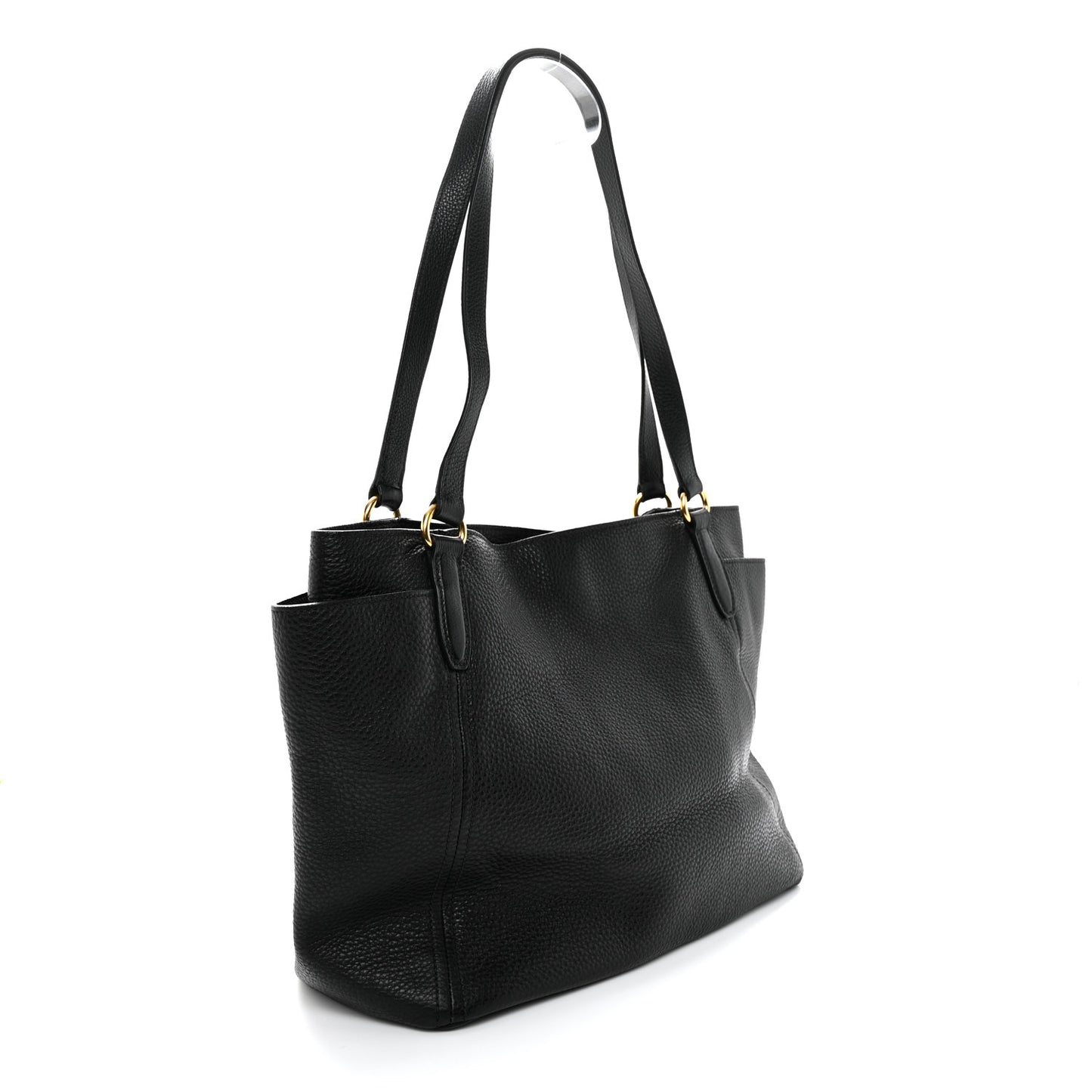 Vitello Daino Side Pocket Shoulder Bag Black