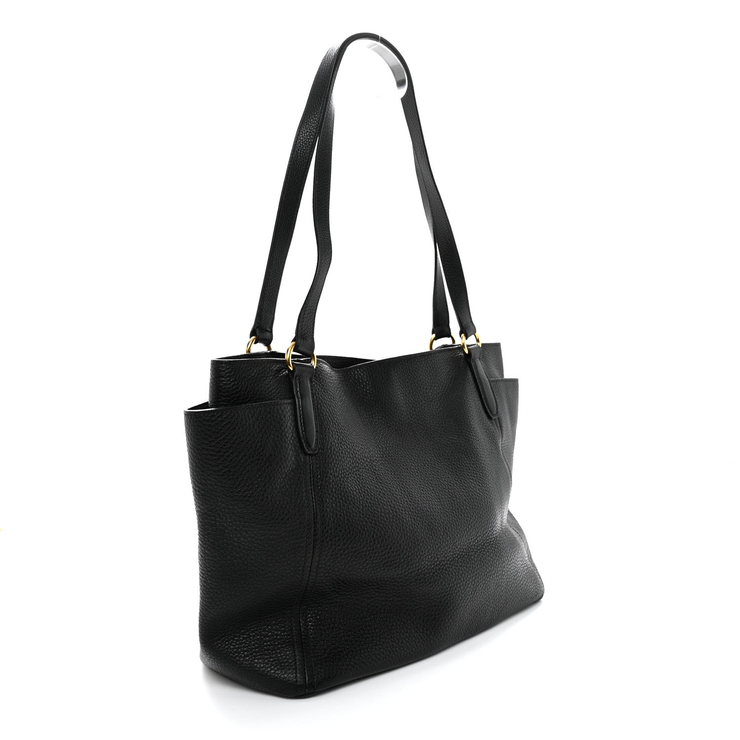 Prada Vitello Daino Side Pocket Shoulder Bag Black 3 of 11