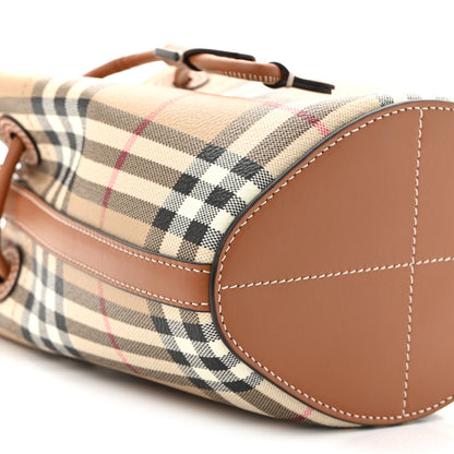 Burberry E-Canvas Vintage Check Mini Drawstring Bucket Bag Briar Brown 9 of 10