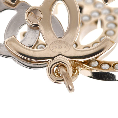 Chanel Crystal Pearl Double CC Drop Earrings Gold Silver 4 of 5