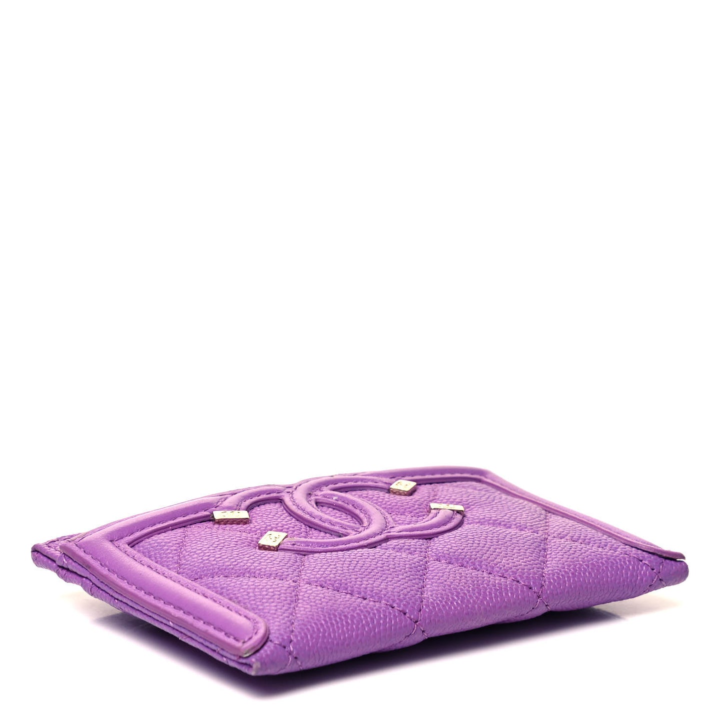 Caviar Quilted Filigree Card Holder Purple