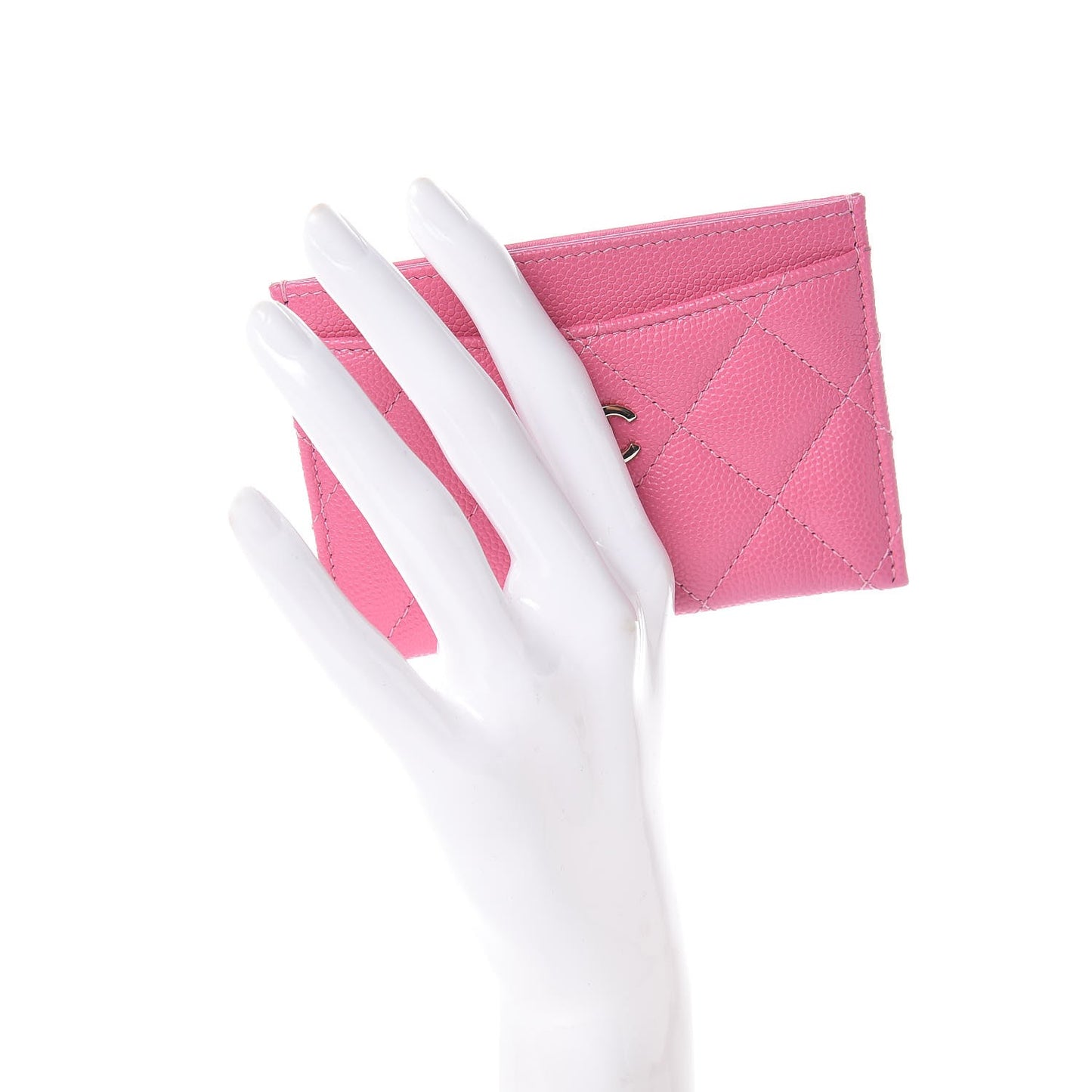 Caviar Quilted Card Holder Pink