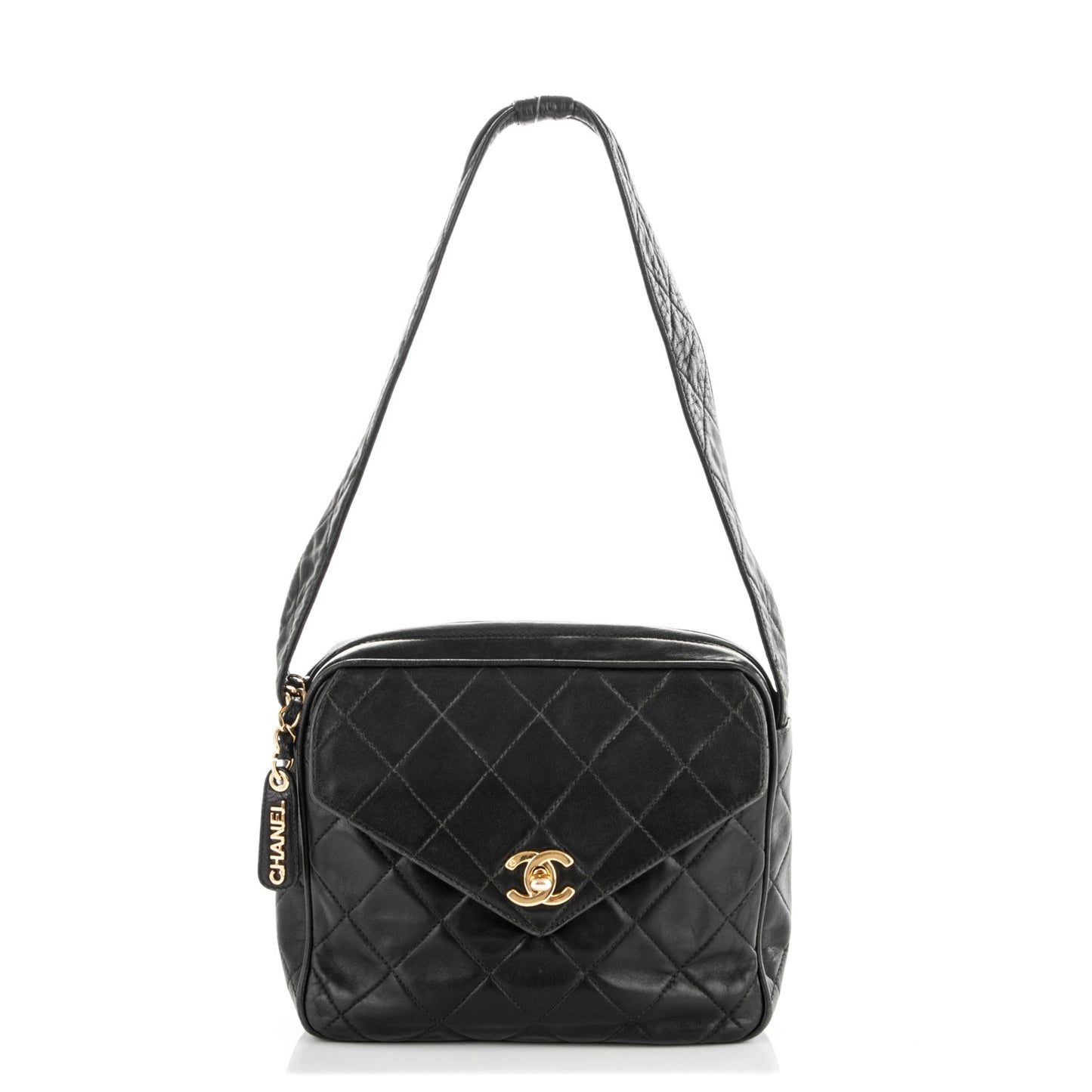 Lambskin Quilted Shoulder Bag Black