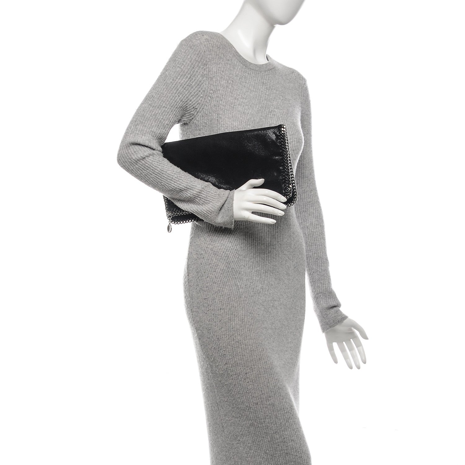 Stella McCartney Shaggy Deer Falabella Fold Over Clutch Black 2 of 7