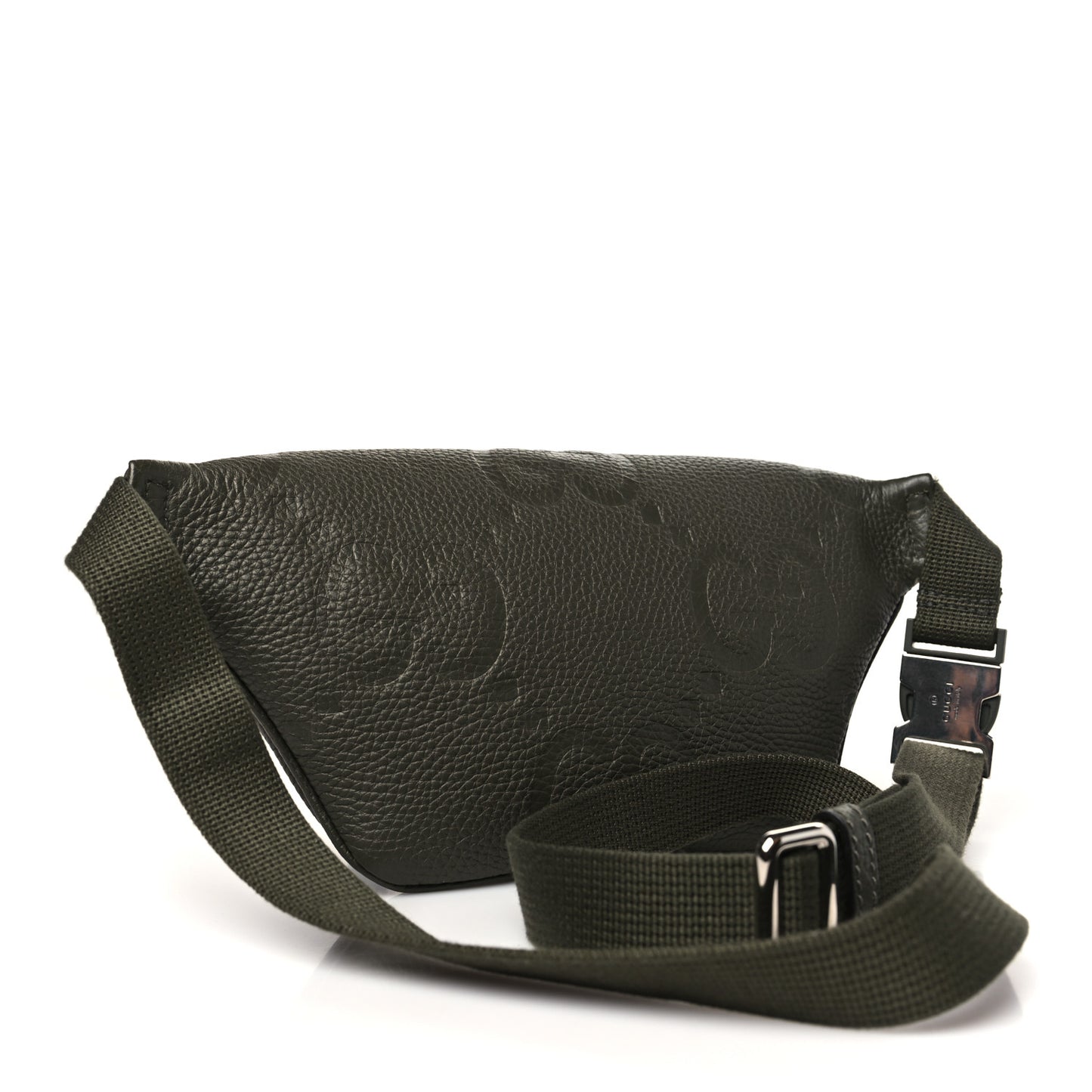 Piuma Calfskin Jumbo GG Embossed Small Belt Bag Dark Green