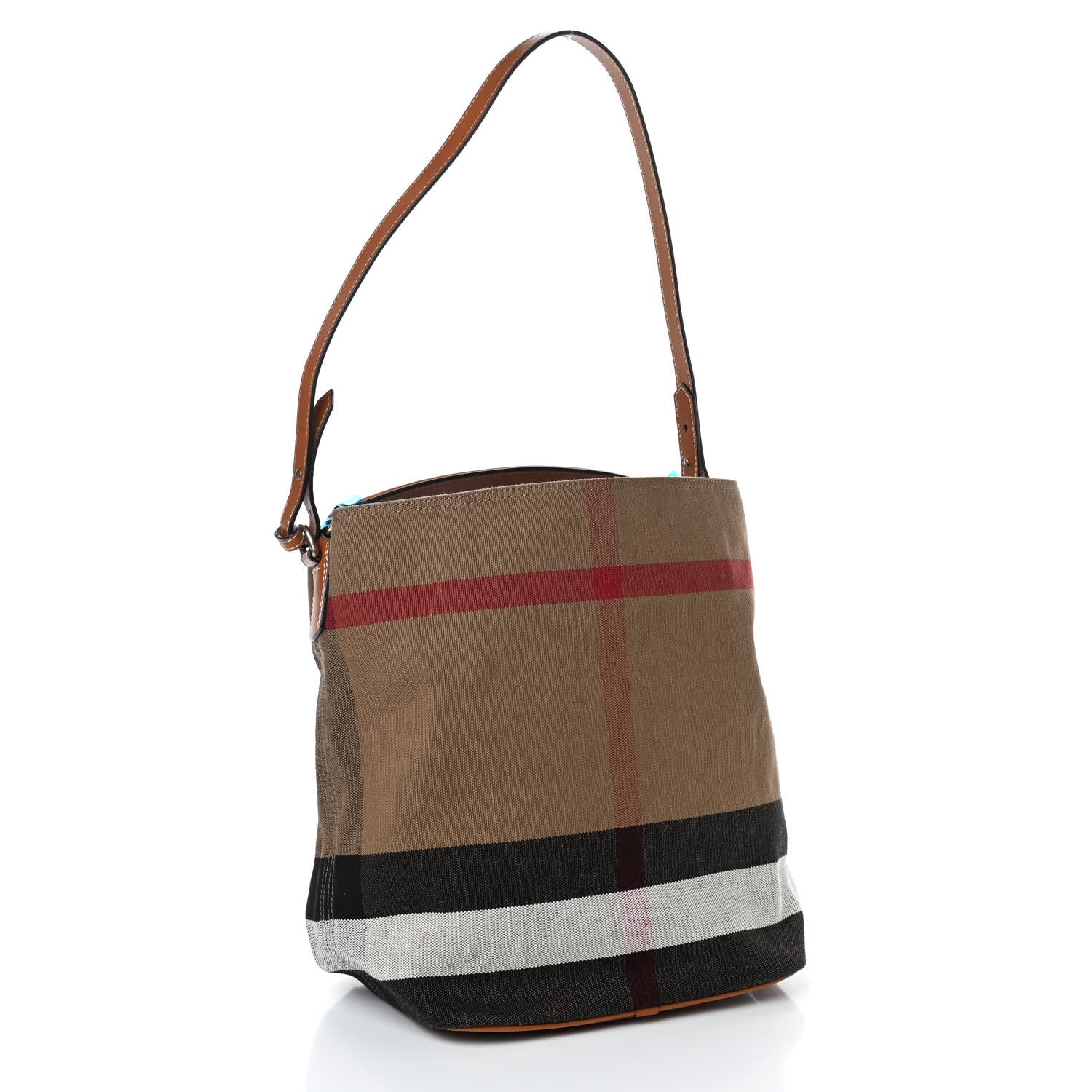 Burberry Canvas Mega Check Medium Ashby Hobo Saddle Brown 3 of 11