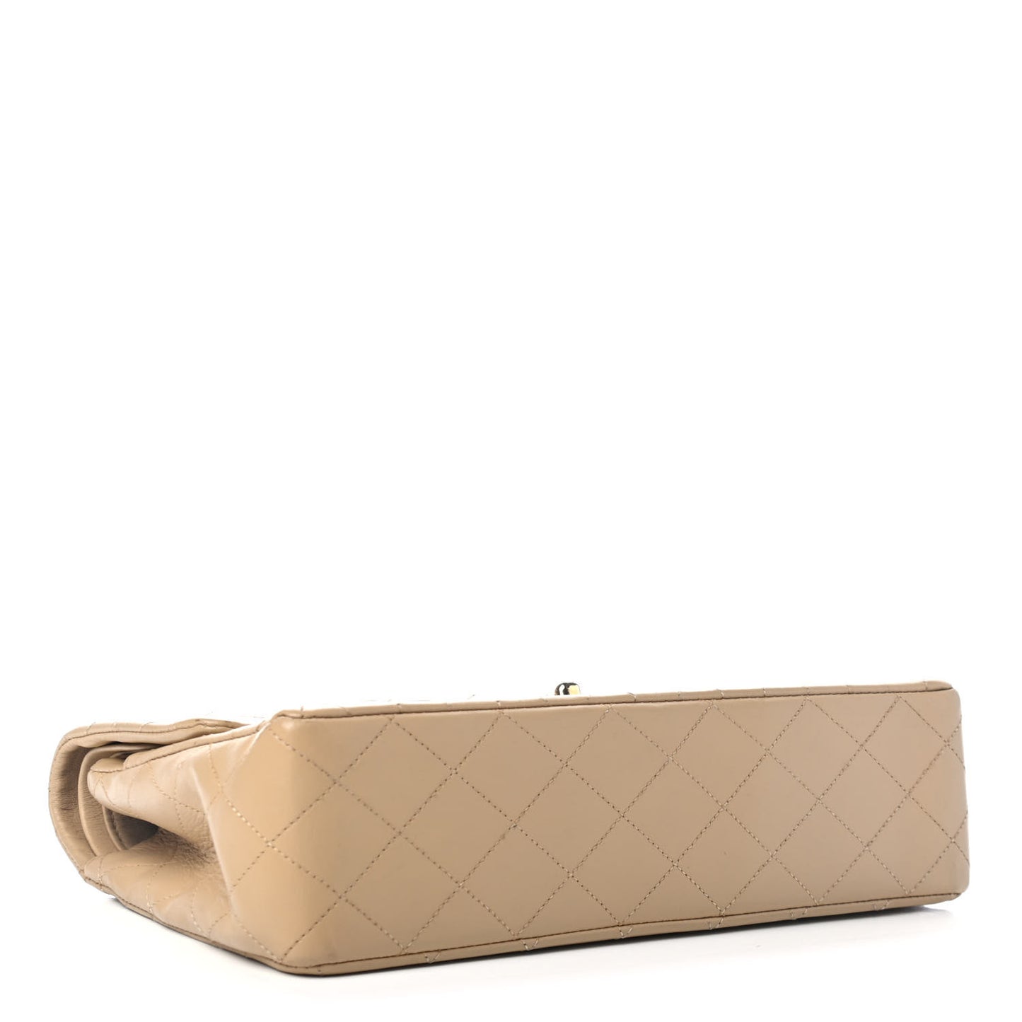 Lambskin Quilted Medium Double Flap Beige