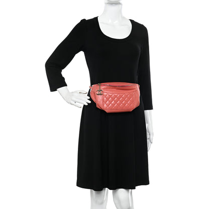 Chanel Crumpled Glazed Lambskin Quilted Waist Bag Fanny Pack Pink 1 of 11