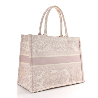 Christian Dior Canvas Embroidered Medium Dioriviera Toile De Jouy Book Tote Rose 3 of 9