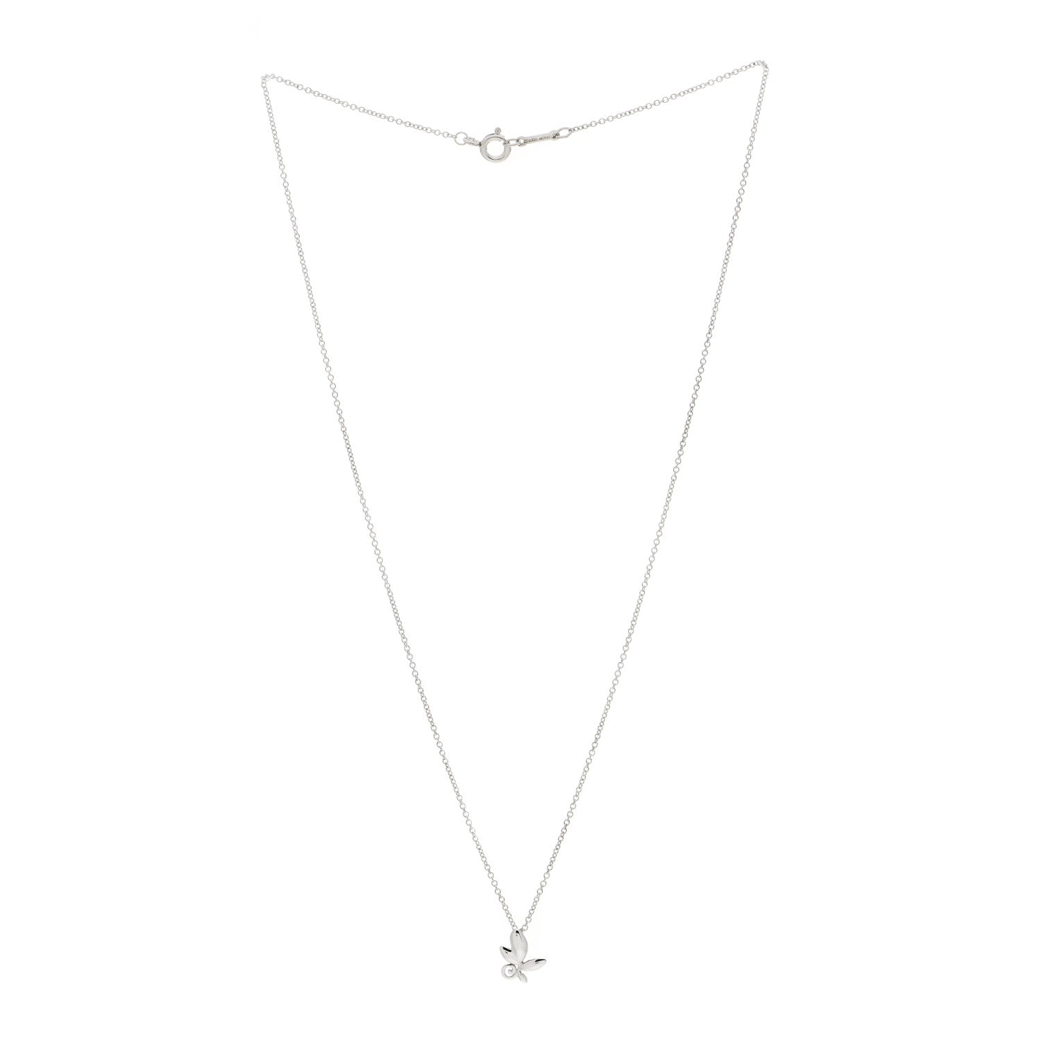 Tiffany Sterling Silver Paloma Picasso Olive Leaf Pendant Necklace 2 of 5
