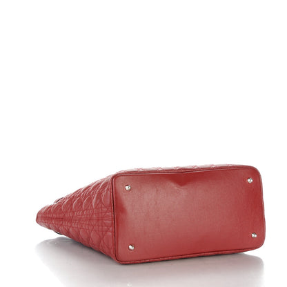 Christian Dior Coated Canvas Cannage Medium Panarea Tote Red 4 of 9