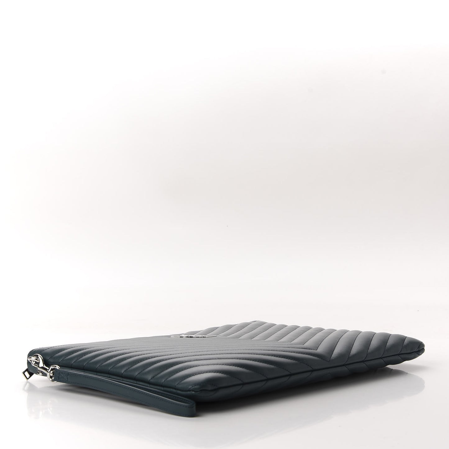 Calfskin Matelasse Chevron Monogram Document Holder Dark Green