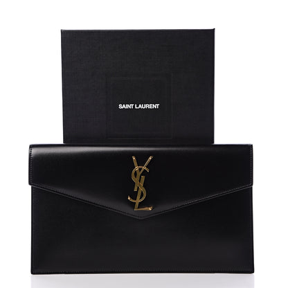 Saint Laurent Smooth Shiny Calfskin Monogram Uptown Pouch Black 7 of 7