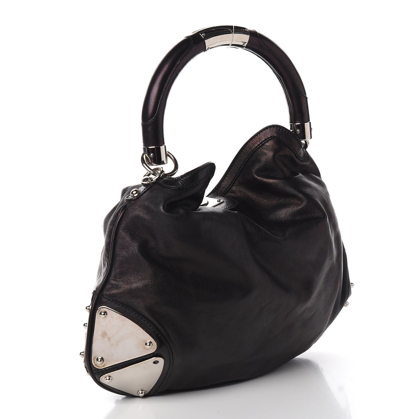 Calfskin Medium Indy Top Handle Hobo Dark Brown