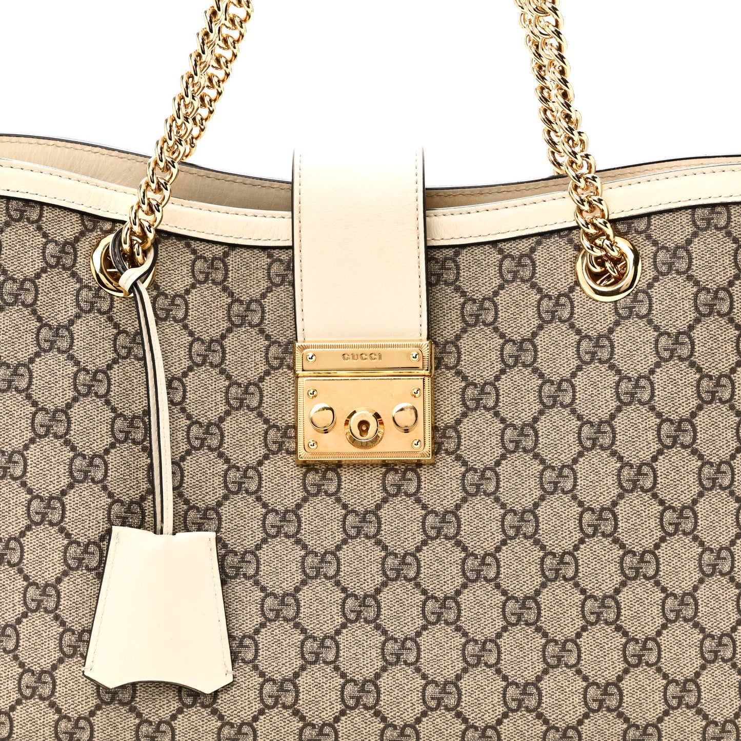 GG Supreme Monogram Medium Padlock Tote White