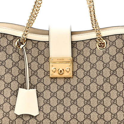 Gucci GG Supreme Monogram Medium Padlock Tote White 8 of 11