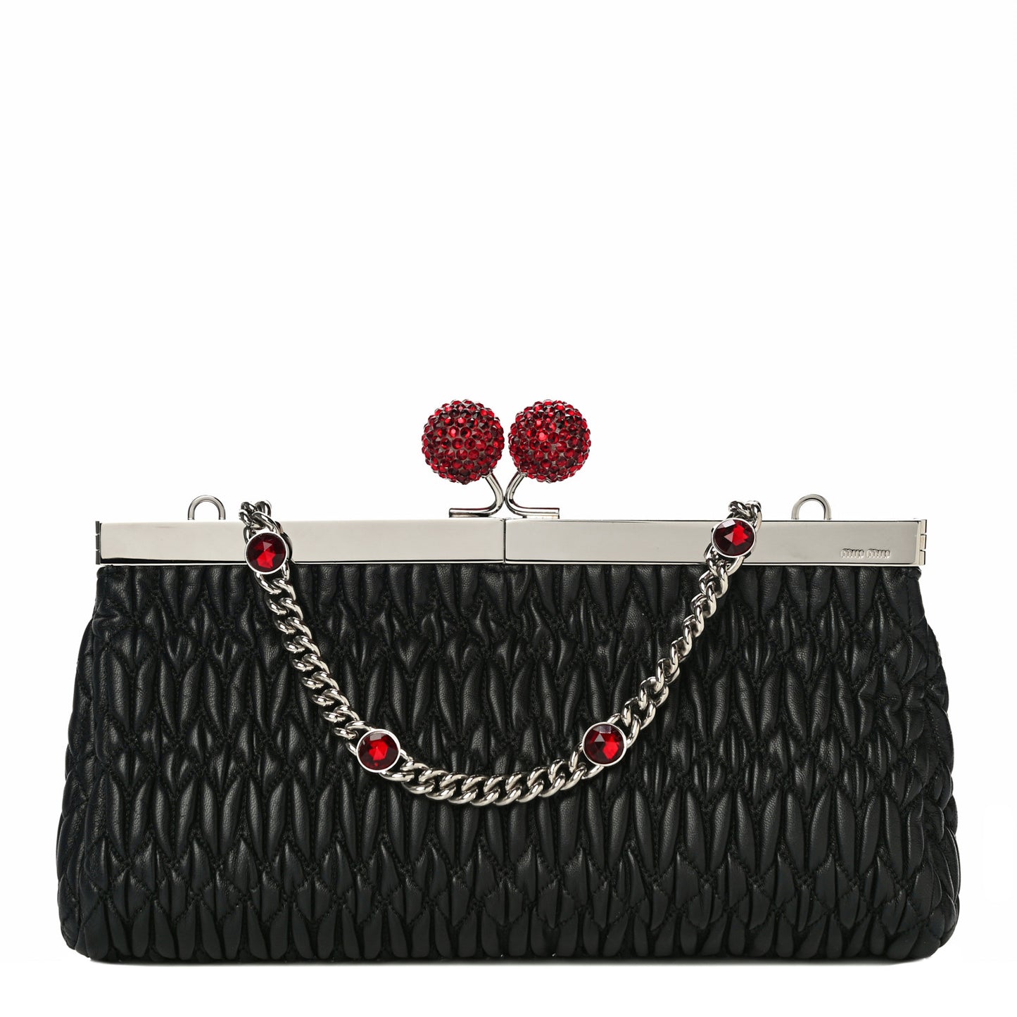 Matelasse Lux Kiss Lock Chain Clutch Black