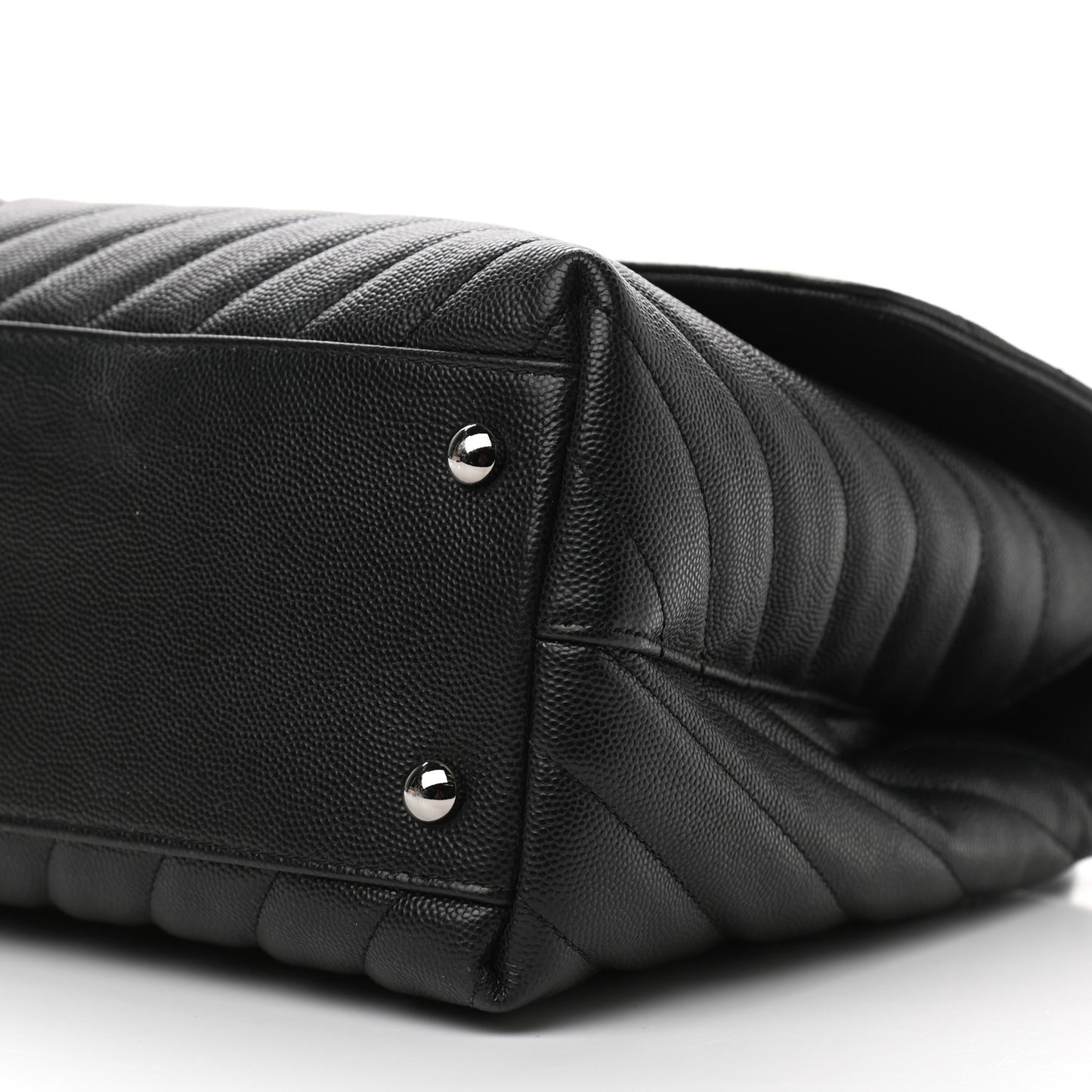 Caviar Chevron Quilted Medium Coco Handle Flap Black