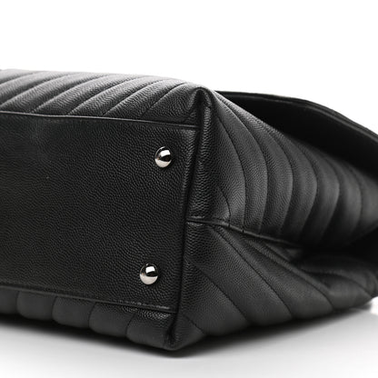 Chanel Caviar Chevron Quilted Medium Coco Handle Flap Black 10 of 11