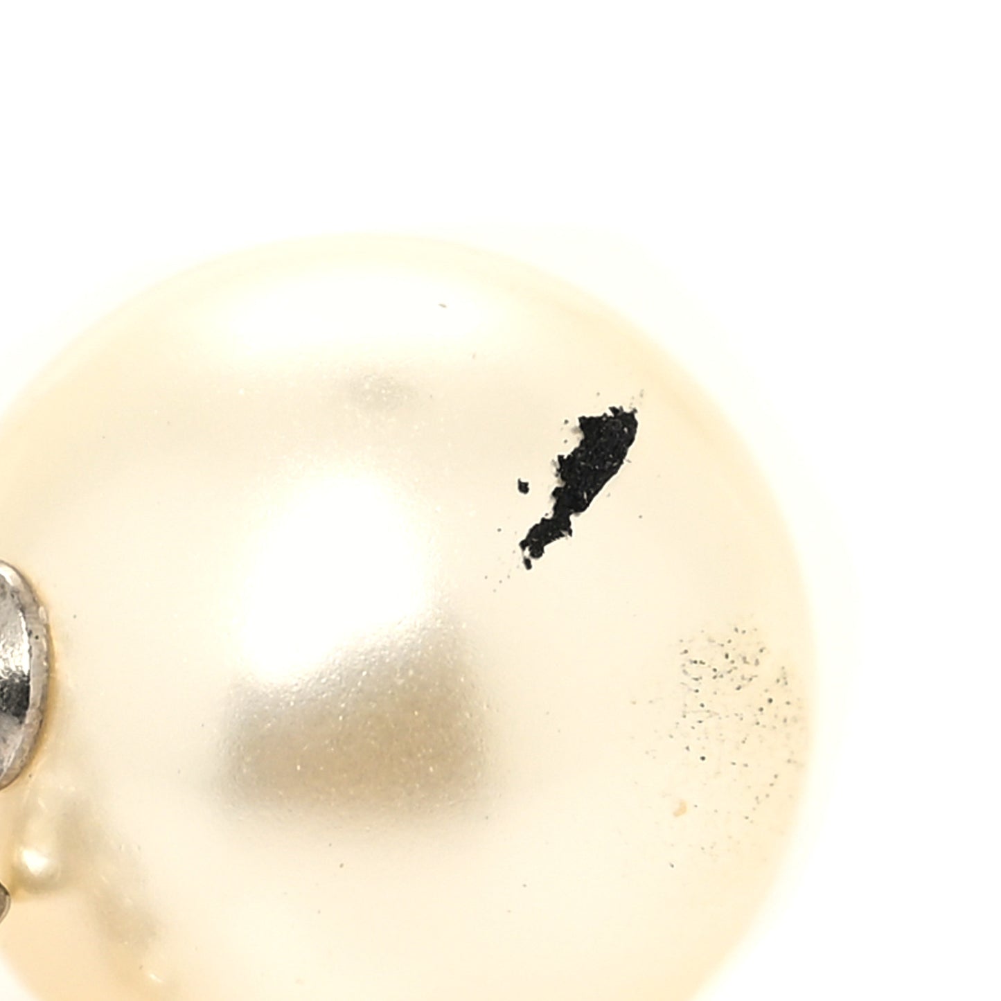 Crystal Pearl CC Drop Earrings Silver Pearly White