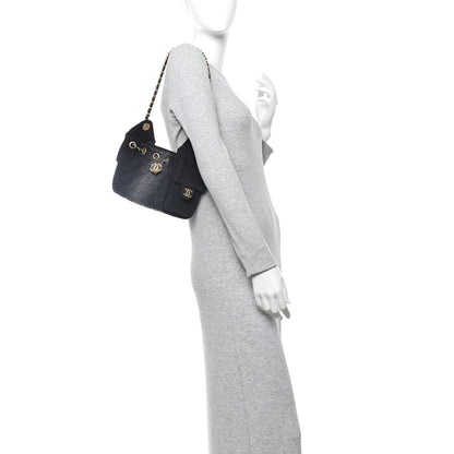 Chanel Washed Denim Quilted Mini Chanel 25 Handbag Black 2 of 11