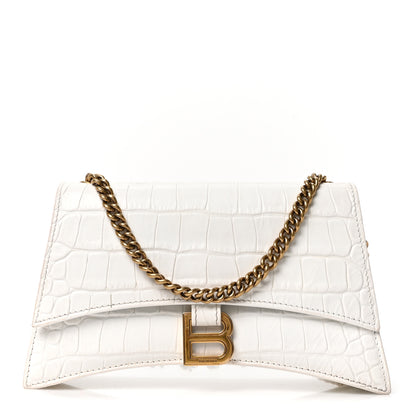 Balenciaga Calfskin Crocodile Small Crush Chain Bag White 1 of 10