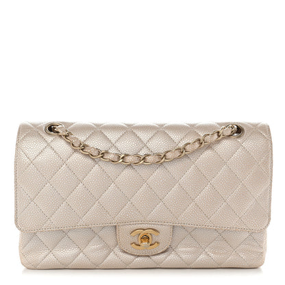 Chanel Pearly Caviar Quilted Medium Double Flap Light Beige 1 of 17