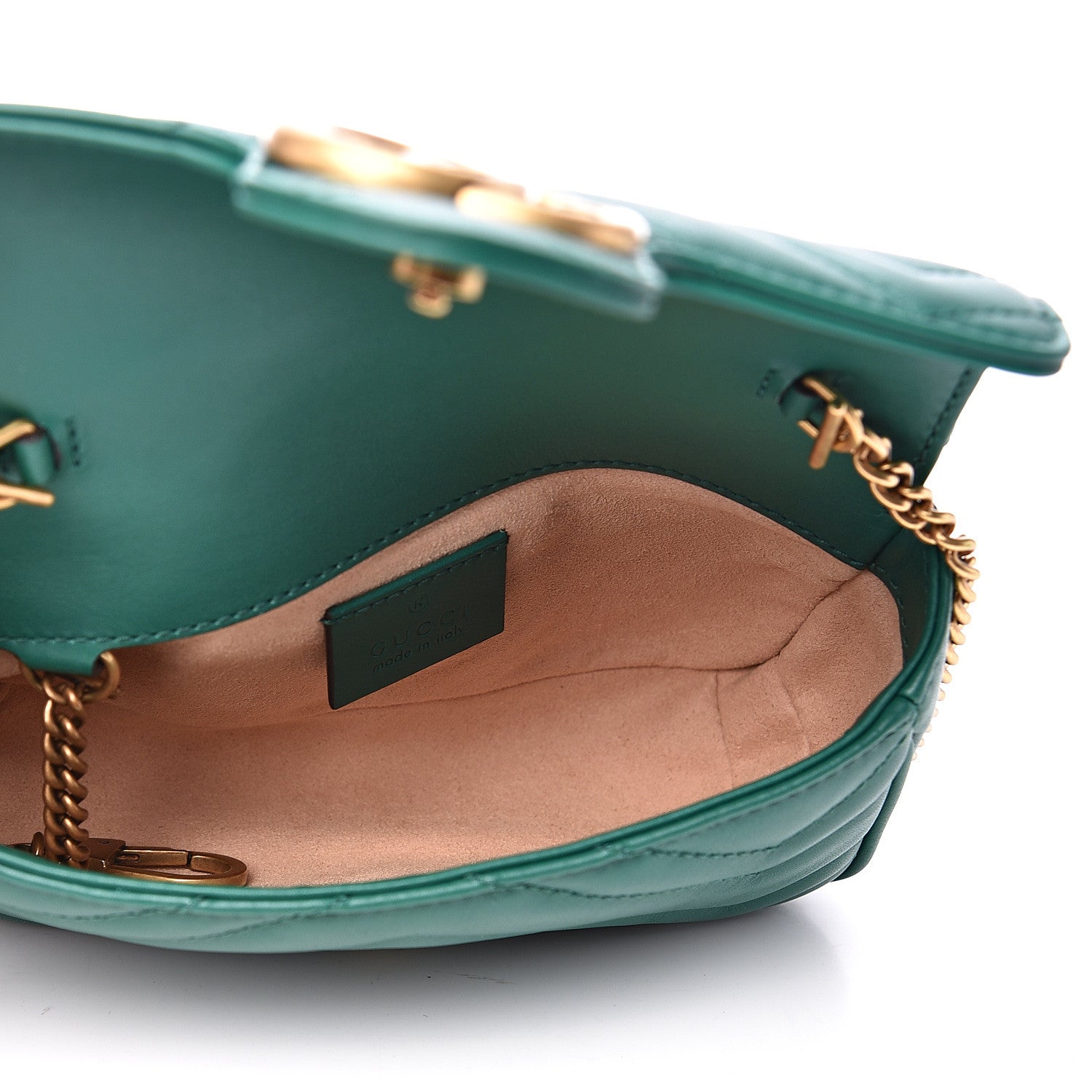 Gucci Calfskin Matelasse Super Mini GG Marmont Shoulder Bag Emerald Green 4 of 10