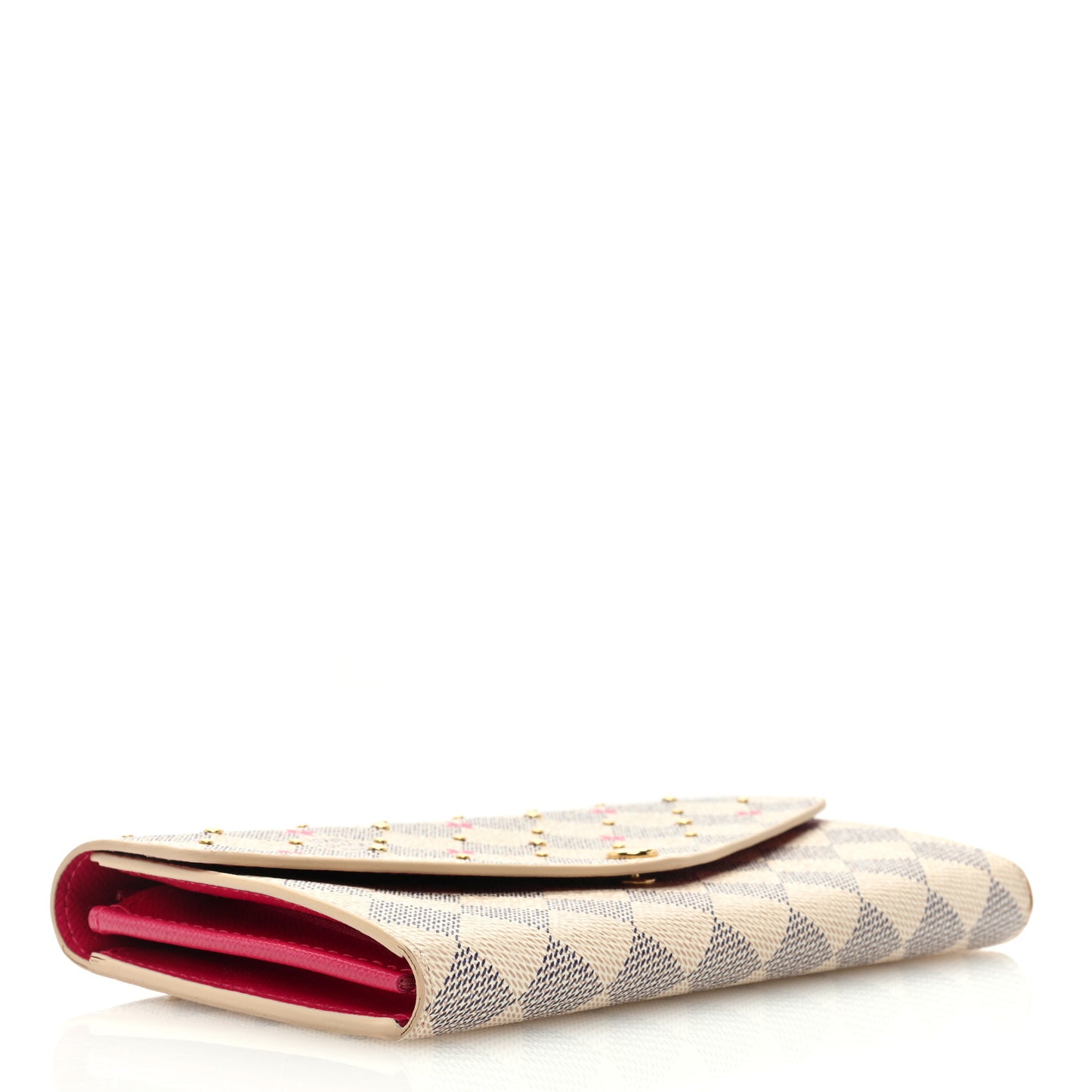 Damier Azur Studded Sarah Wallet NM Fuchsia