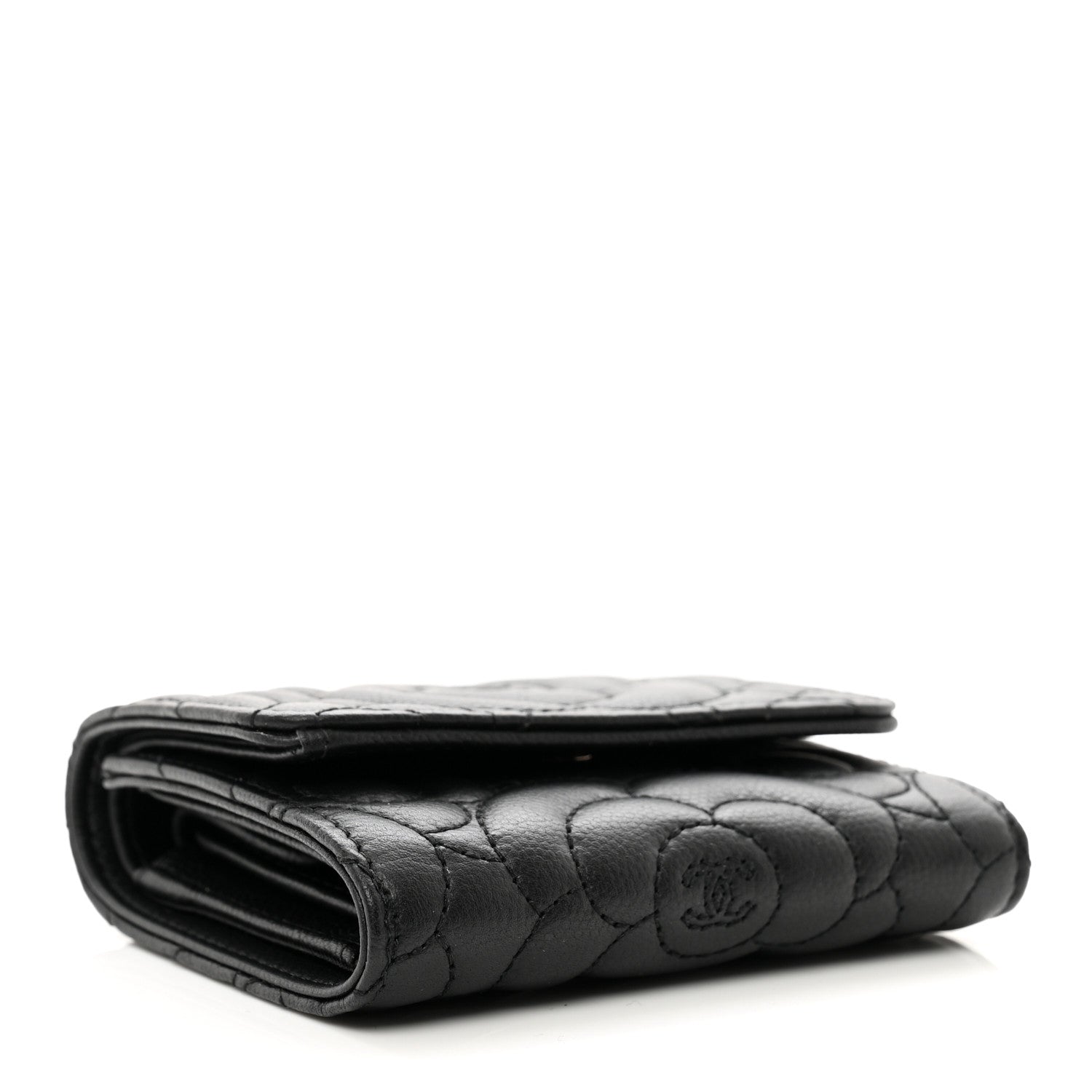 Chanel Caviar Camellia Embossed Compact Wallet Black 4 of 8