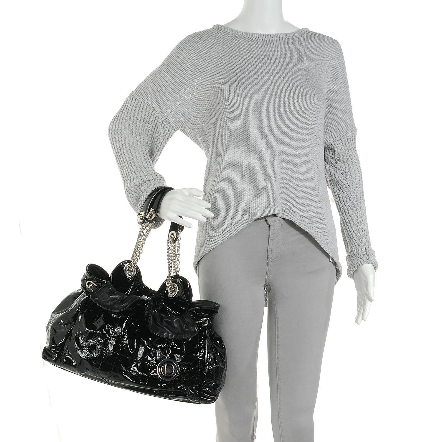 Christian Dior Patent Cannage Medium Le Trente Tote Black 2 of 7