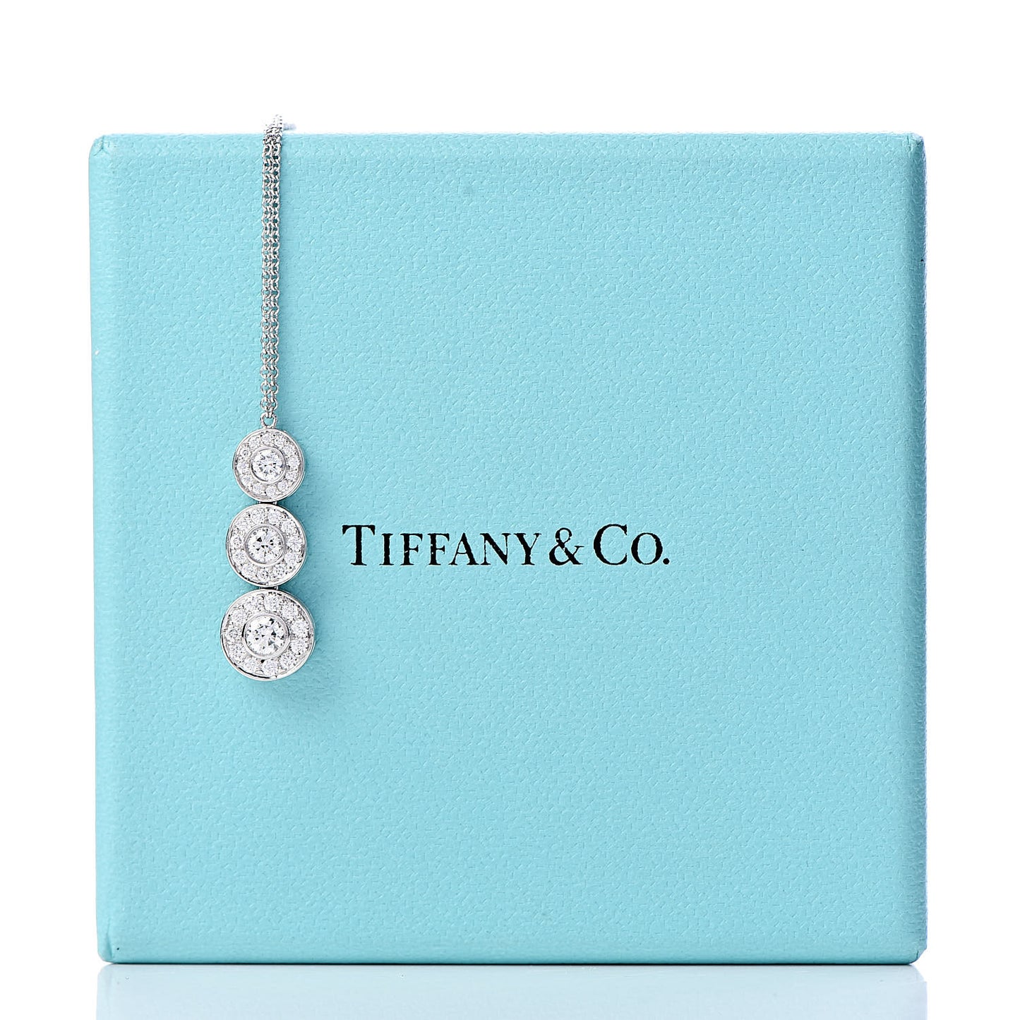 Platinum Diamond Triple Circlet Pendant Necklace