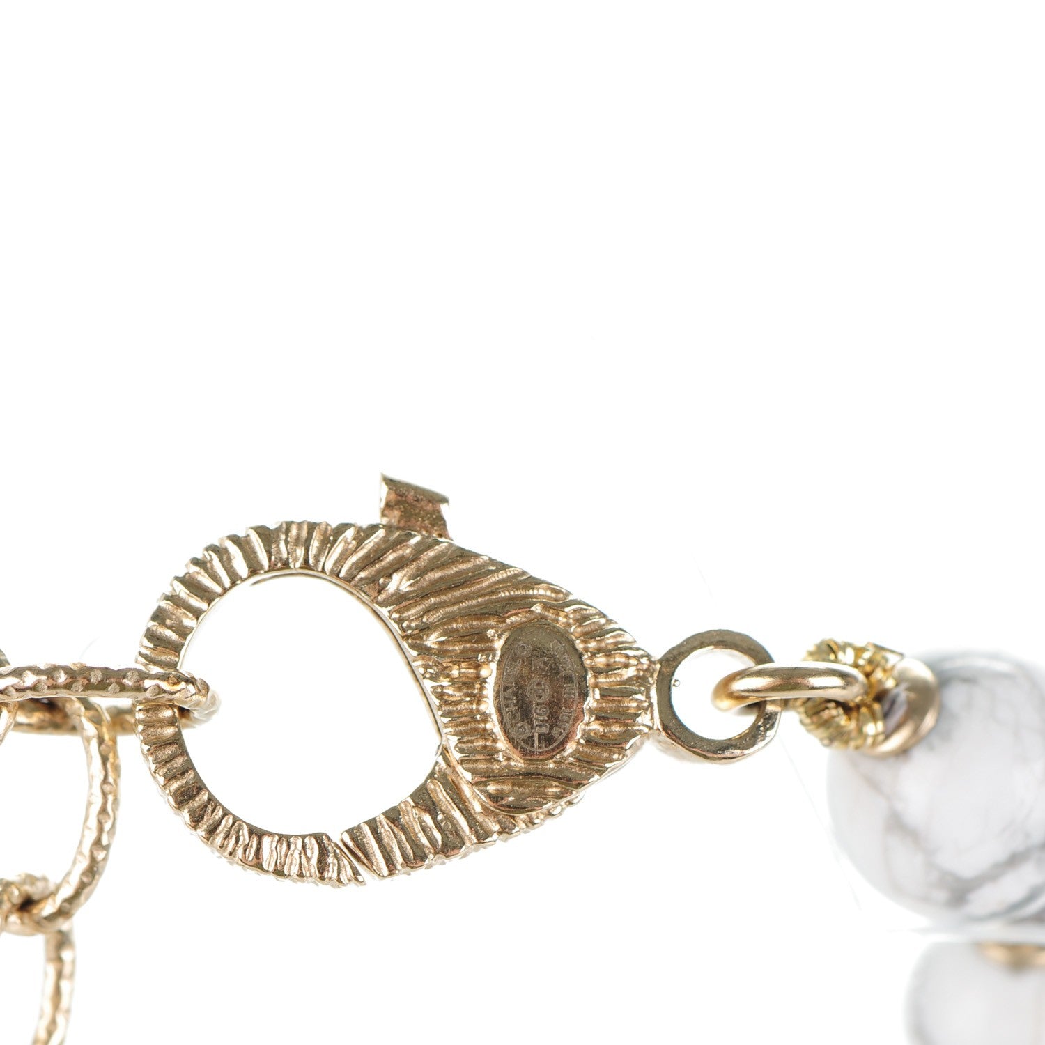 Chanel Marble Bead CC Long Necklace Gold White 5 of 5