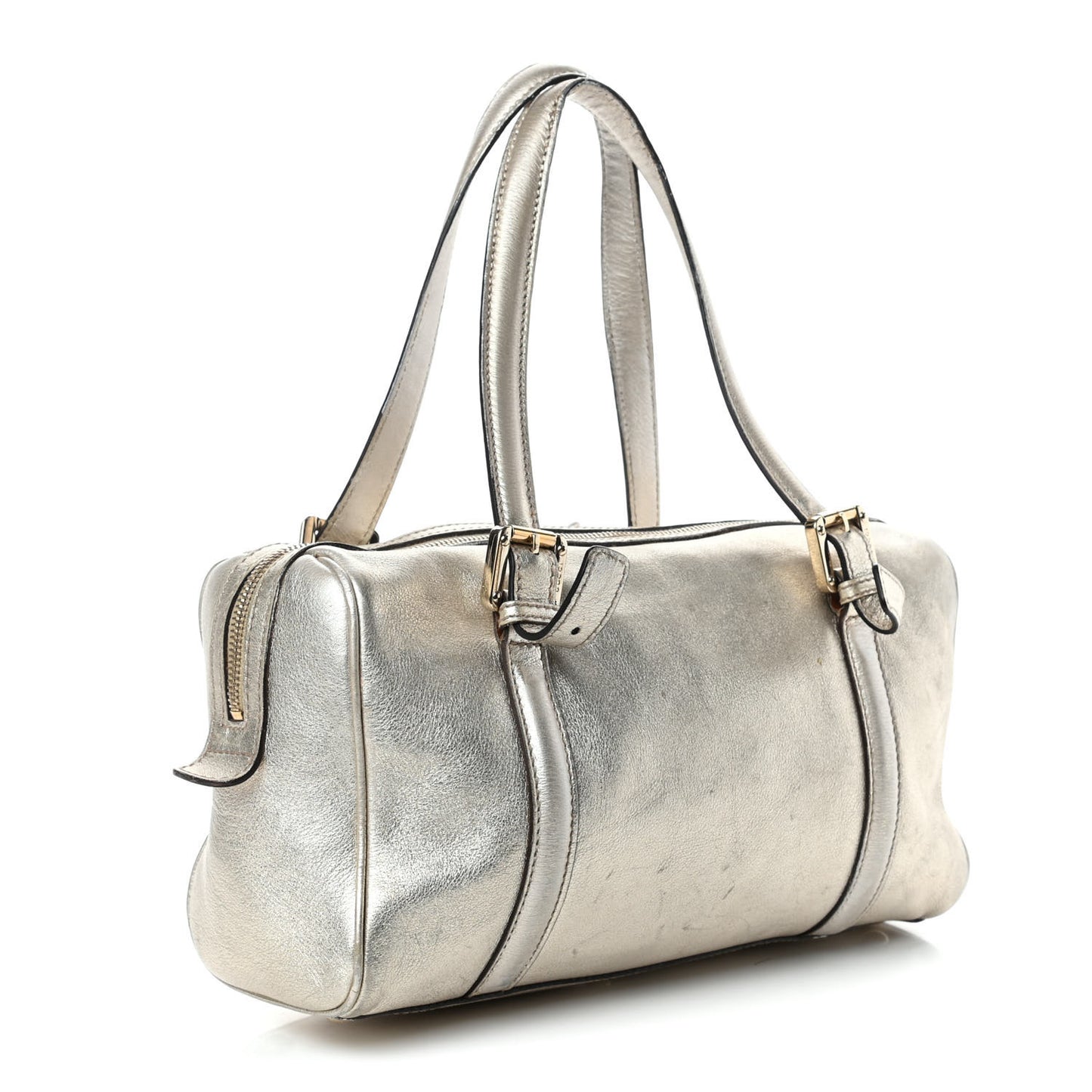 Metallic Calfskin Small Britt Boston Gold