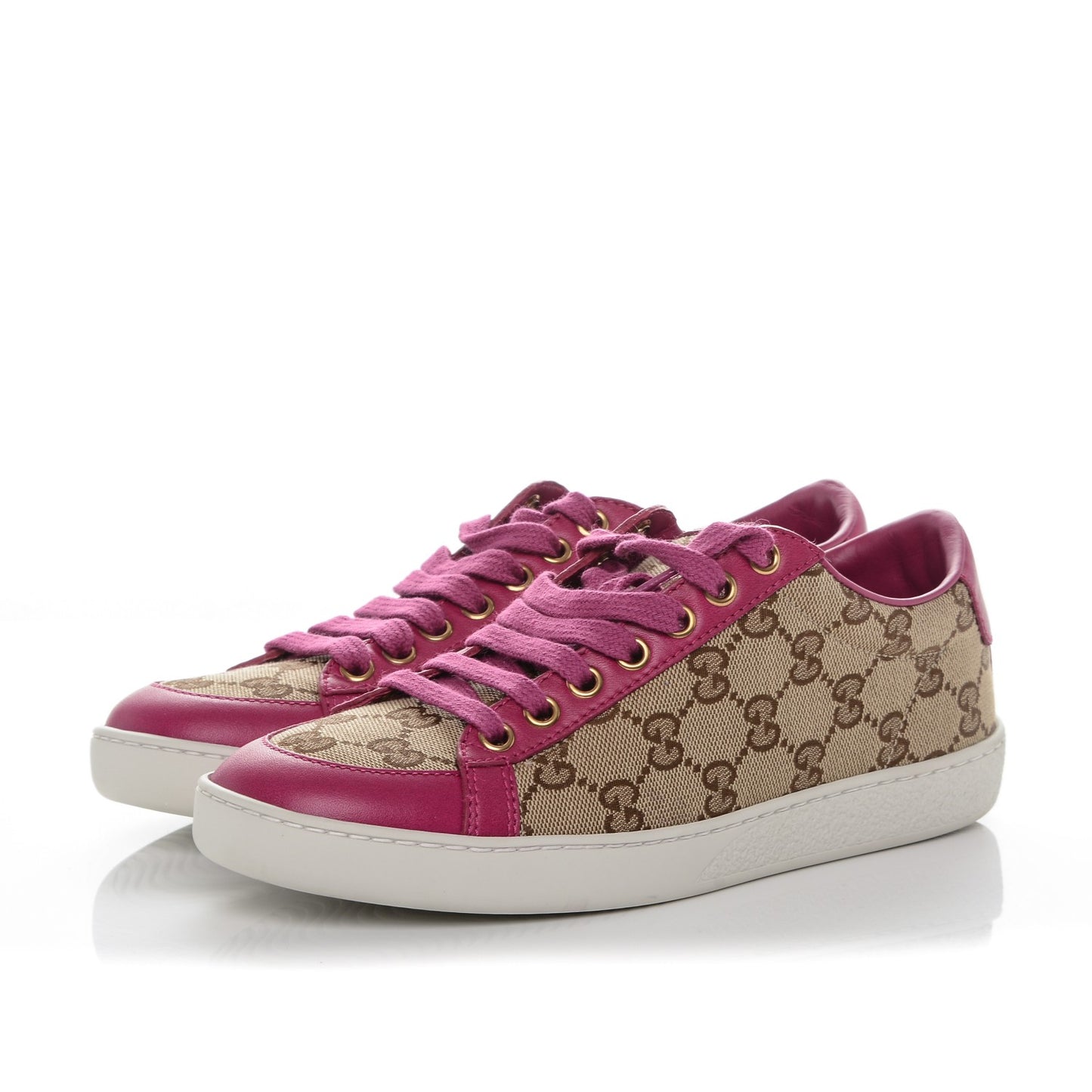 GG Supreme Monogram Brooklyn Sneakers 35.5 Beige New Rosette