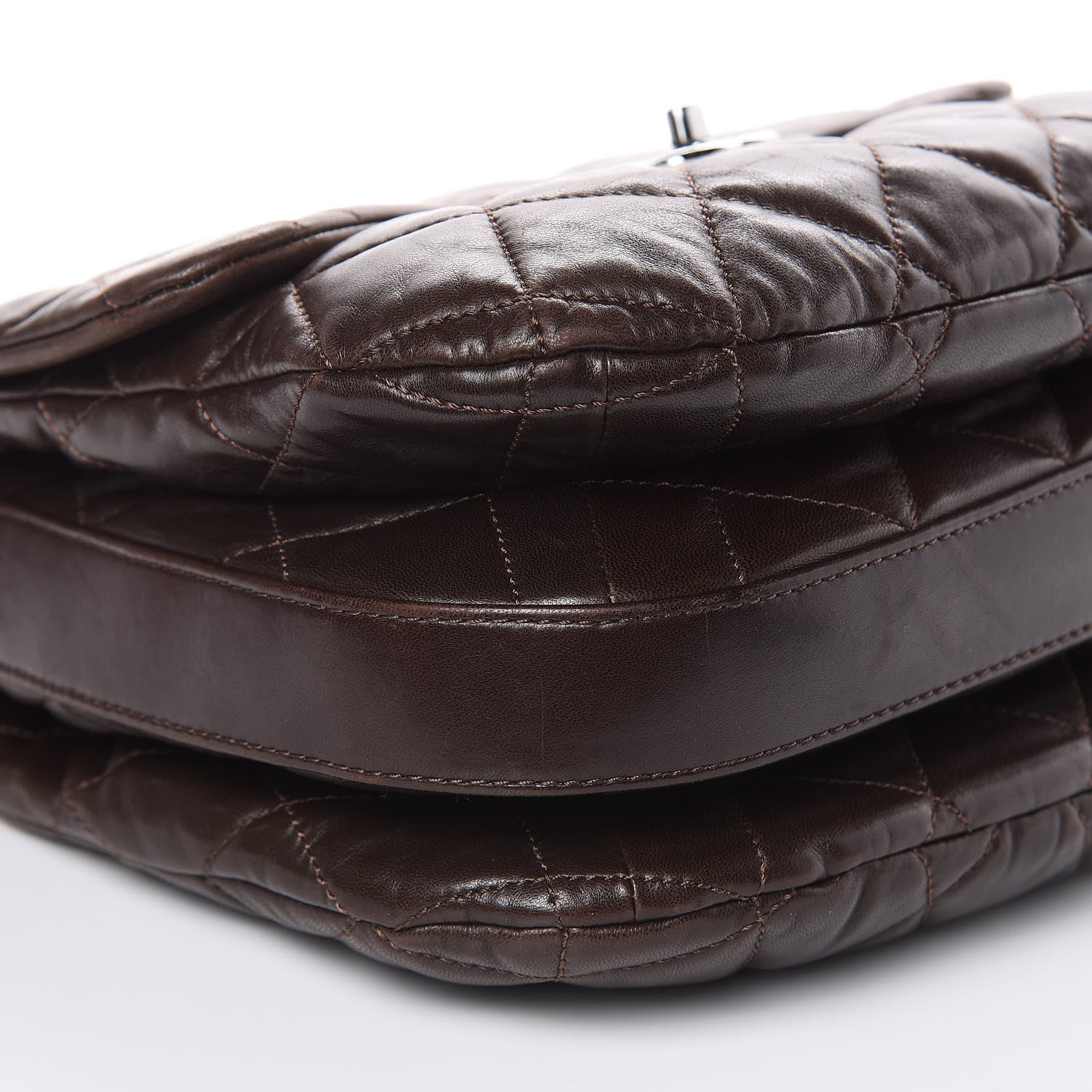 Chanel Lambskin Quilted Large 3 Flap Dark Brown 8 of 20