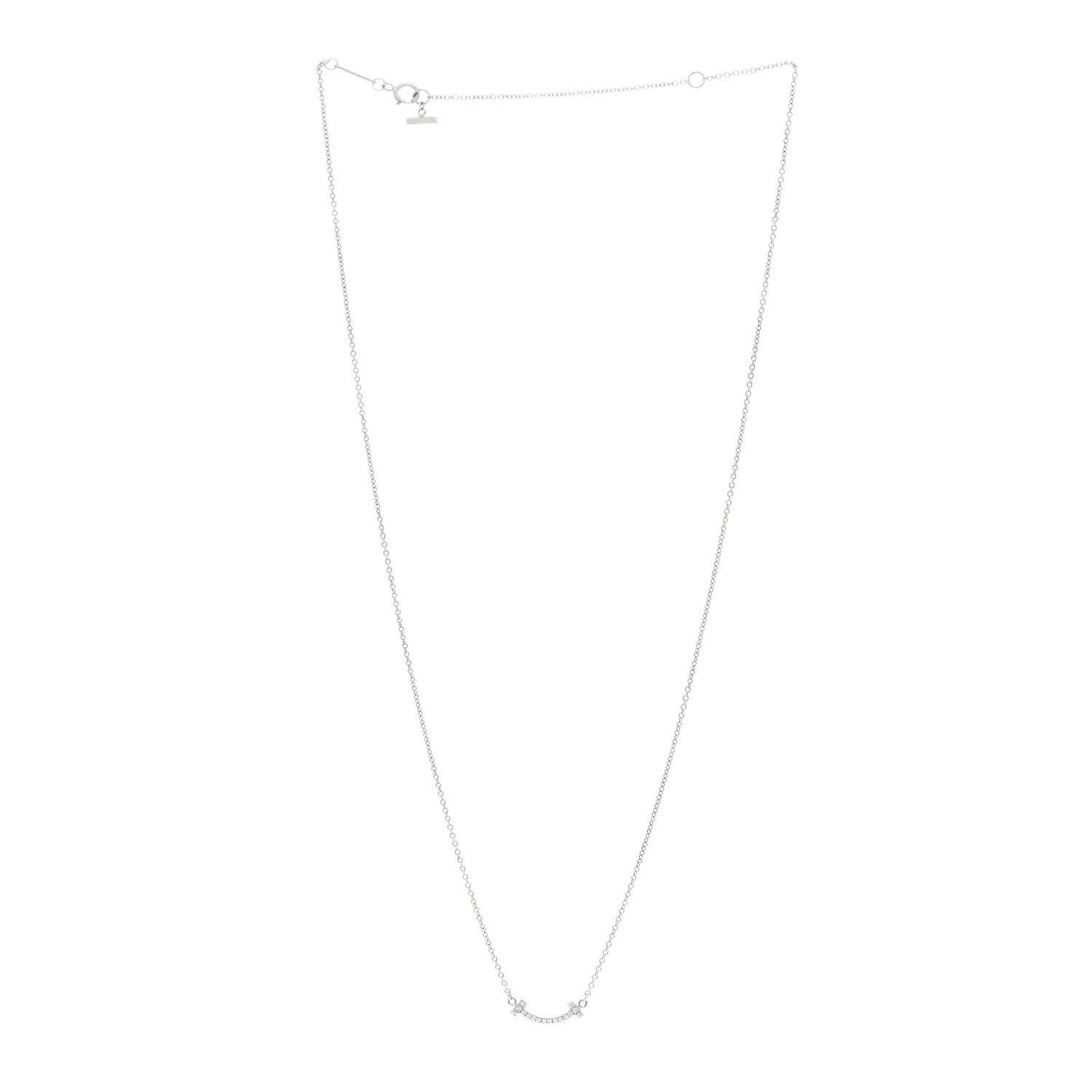 Tiffany 18K White Gold Diamond Mini T Smile Pendant Necklace 3 of 5