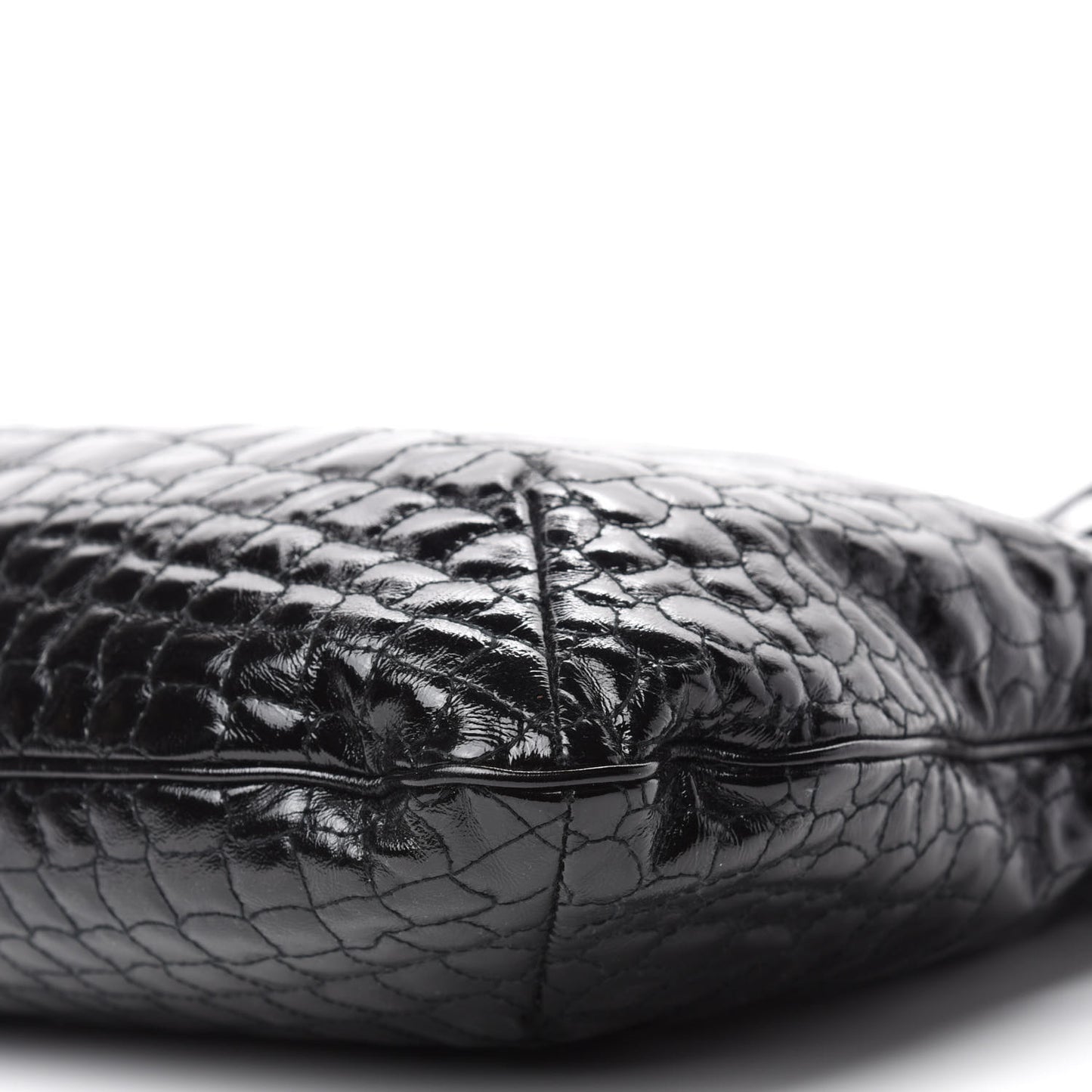 Patent Crocodile Embossed Tribute Tote Black
