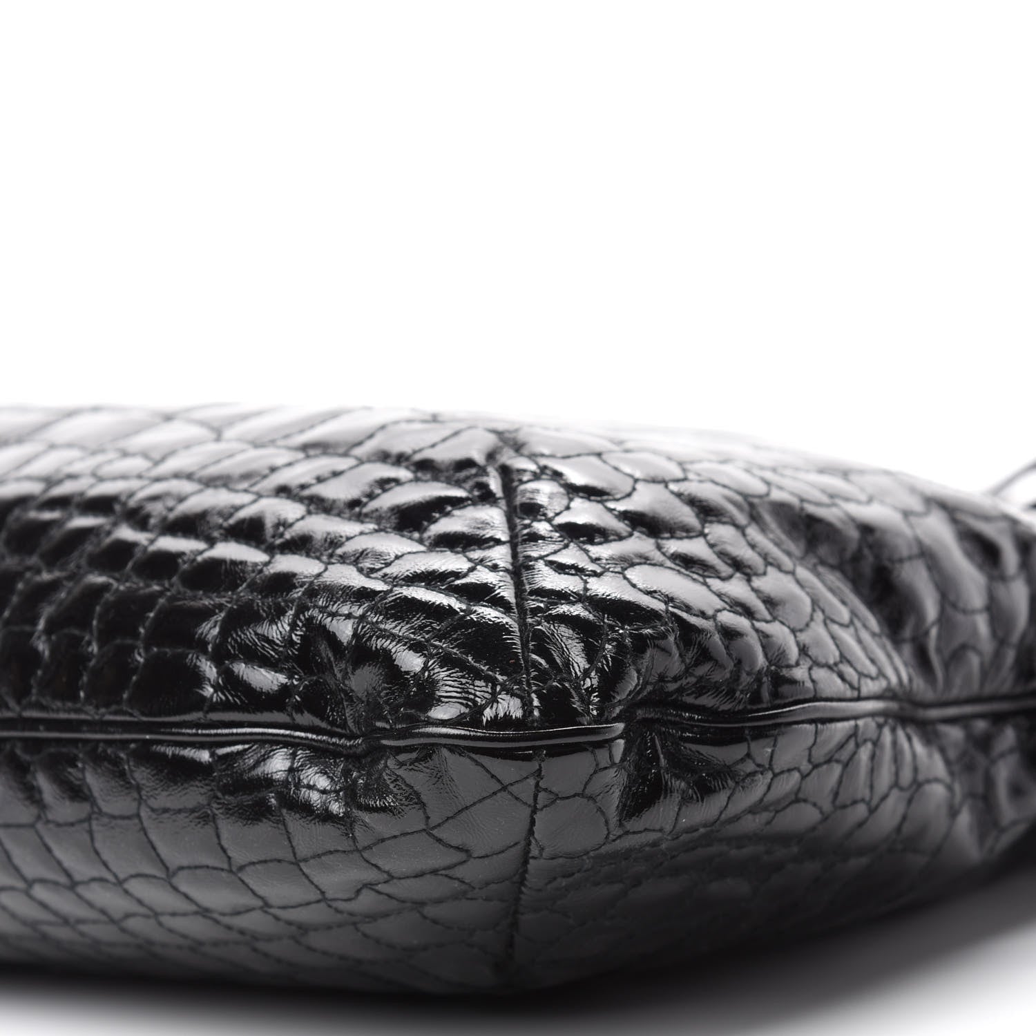 Saint Laurent Patent Crocodile Embossed Tribute Tote Black 7 of 14