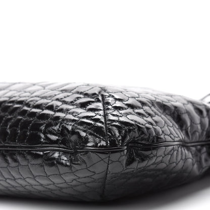 Saint Laurent Patent Crocodile Embossed Tribute Tote Black 7 of 14