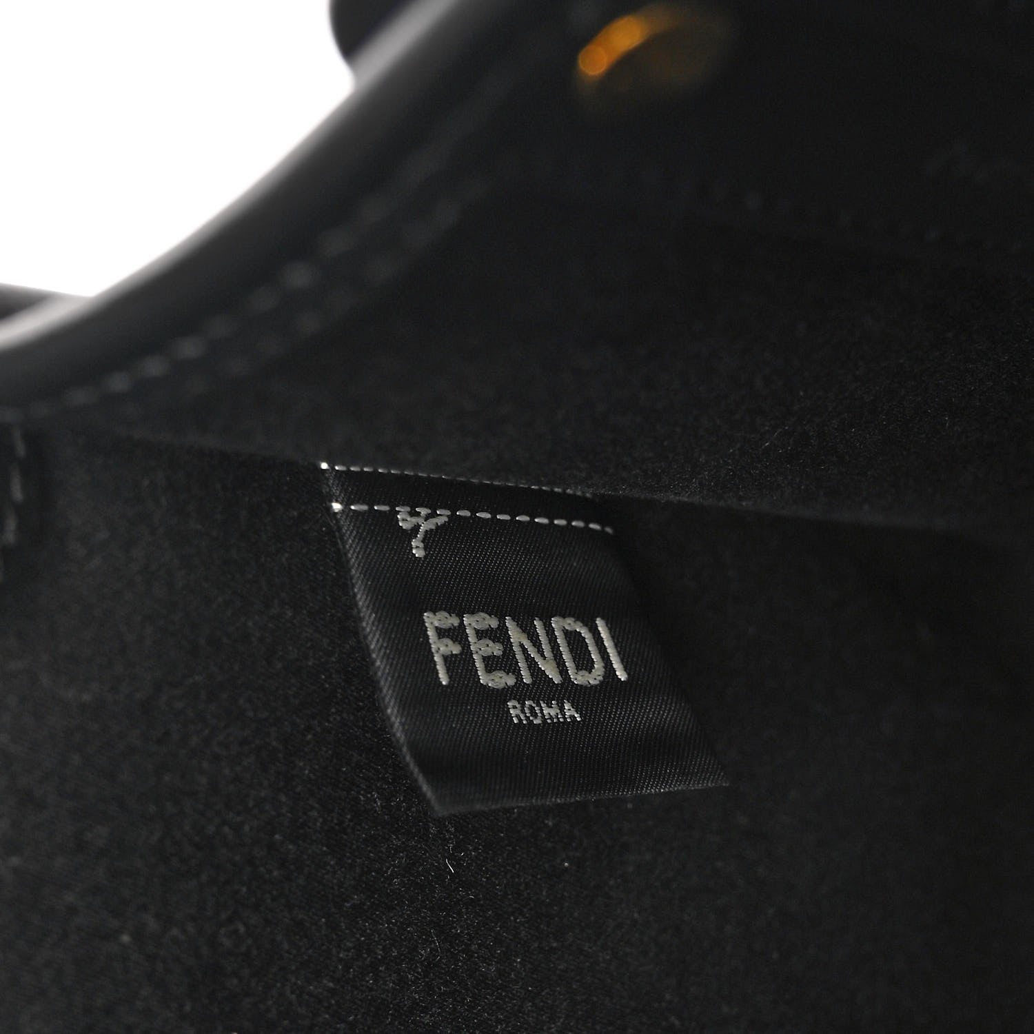 Fendi Glazed Fabric Vitello Century FF 1974 Stamp Patch Mini Peekaboo Defender Cover Mogano Panna Black 6 of 11