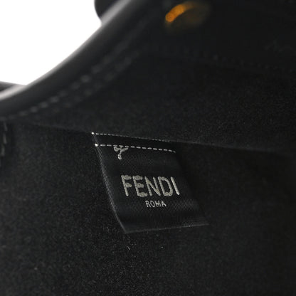 Fendi Glazed Fabric Vitello Century FF 1974 Stamp Patch Mini Peekaboo Defender Cover Mogano Panna Black 6 of 11