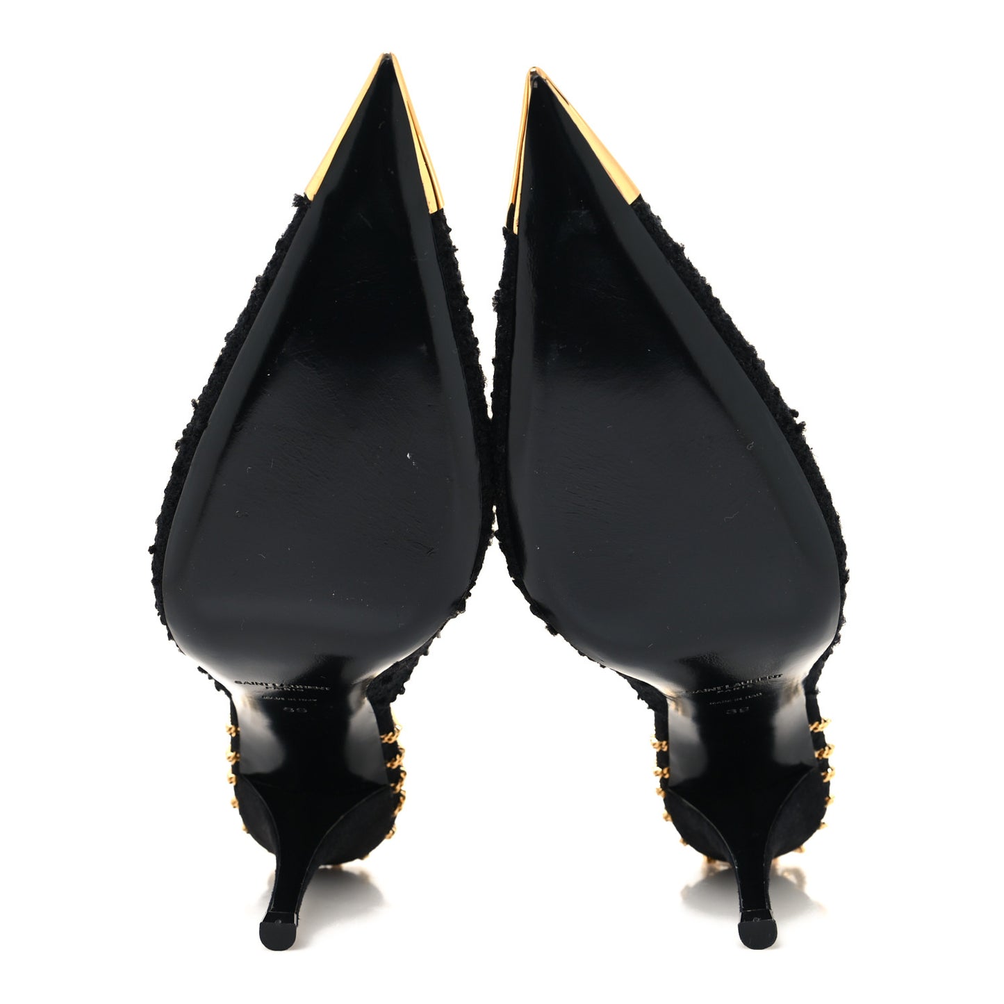 Tweed Cap Toe Slingback Pumps 39 Black