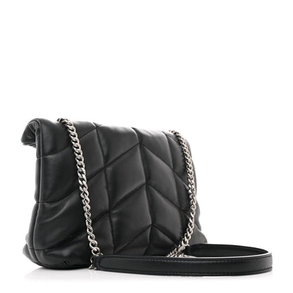 Saint Laurent Lambskin Quilted Toy Loulou Puffer Monogram Chain Satchel Black 3 of 11
