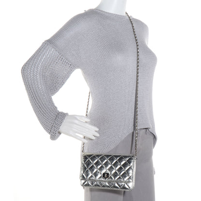 Chanel Calfskin Reissue Wallet On Chain WOC Silver 2 of 9