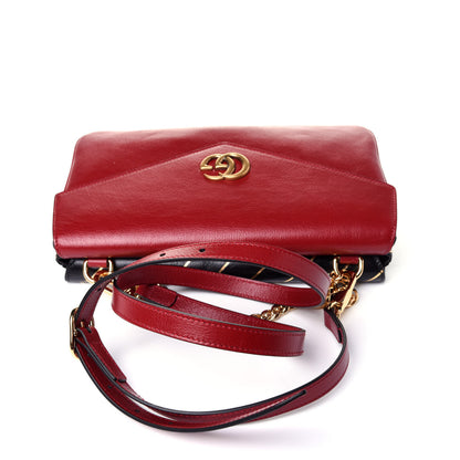 Gucci Calfskin Diagonal GG Medium Thiara Double Envelope Shoulder Bag Black Red 15 of 16