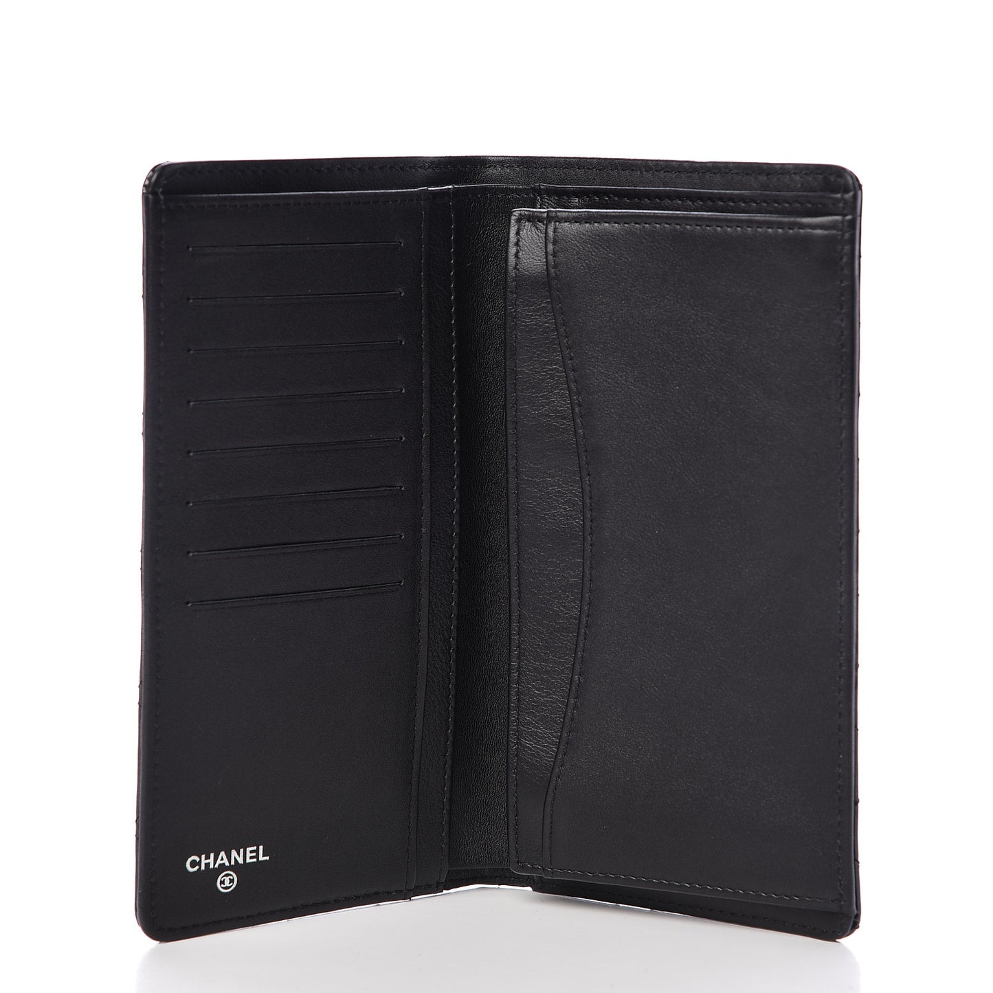Striated Patent Yen Wallet Black